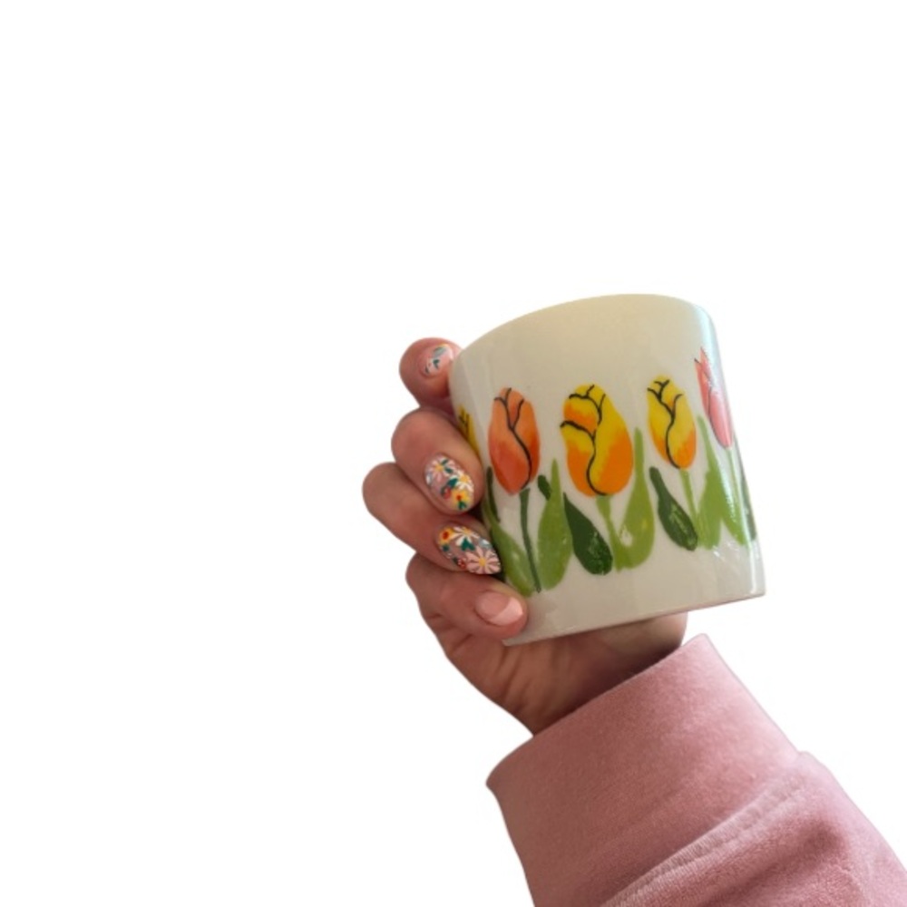 Vintage Made in Japan Ceramic Floral Tulip Mini Cup